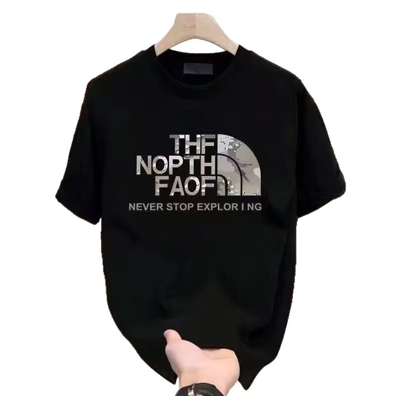 Heavy national trend new trendy brand printed men's short-sleeved T-shirt summer hot style trendy casual round neck T-shirt