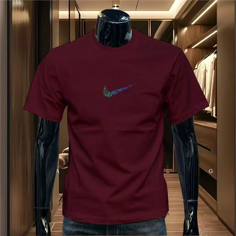 Ouma cross-border foreign trade heavyweight pure cotton short-sleeved T-shirt men's summer new high-end fashion brand loose round neck trend