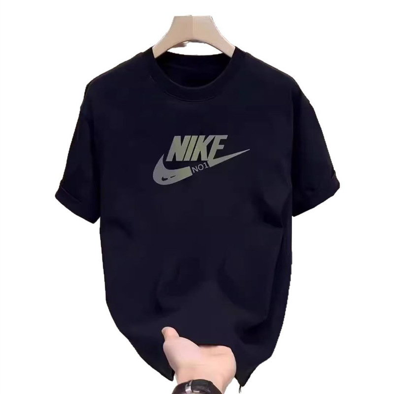 Ouma cross-border foreign trade heavyweight pure cotton short-sleeved T-shirt men's summer new high-end fashion brand loose round neck trend