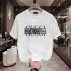 European cotton T-print T-shirt short-sleeved men's 2026 new summer casual trend popular slim high-end black