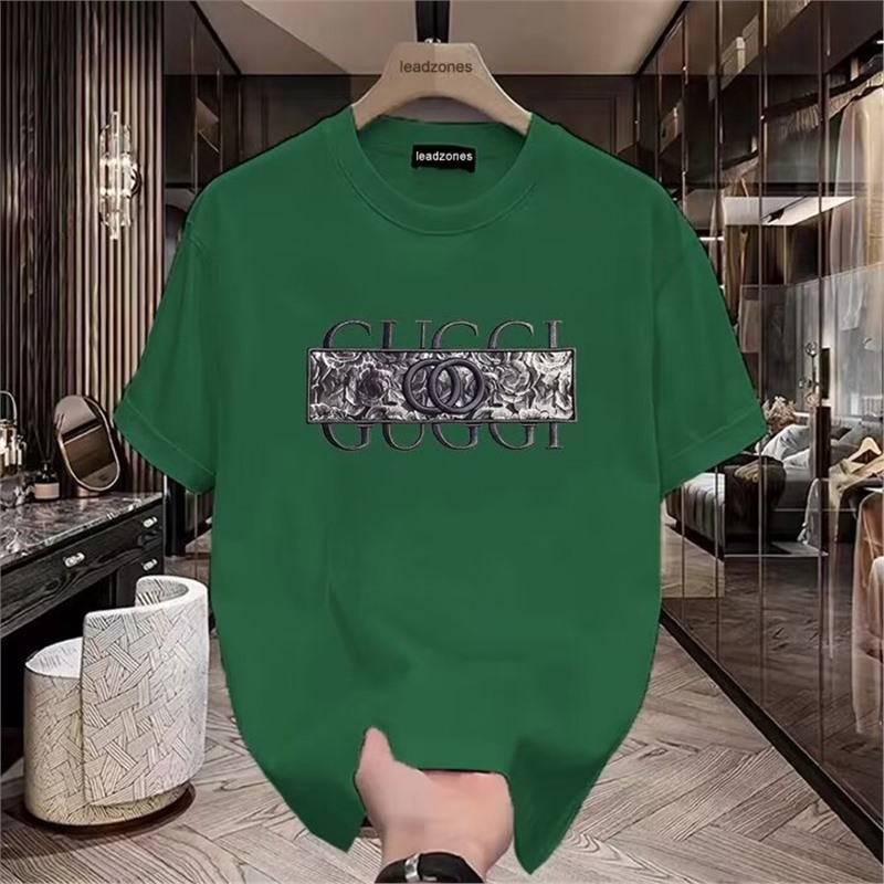 European cotton T-print T-shirt short-sleeved men's 2026 new summer casual trend popular slim high-end black