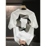 High-quality new heavyweight light luxury T-shirt versatile short-sleeved men's minimalist print popular round neck fashion loose half-sleeve