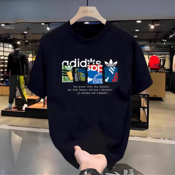 Exclusively for cross-border short-sleeved T-shirts for men, 2026 new summer pure cotton round neck, fashionable, loose, casual and breathable