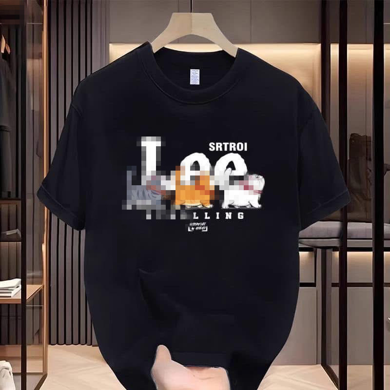 American cotton summer letter printed short-sleeved T-shirt simple top men's T-shirt loose half-sleeved bottoming shirt trendy brand