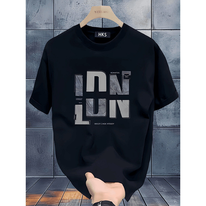 Cross-border European cotton summer combed cotton short-sleeved T-shirt men's 2026 new 220G heavy double yarn trendy brand wide