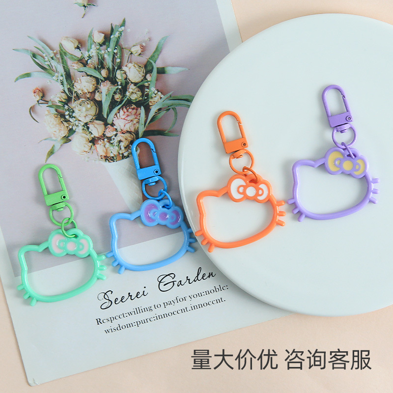 Creative cartoon KT cat bow keychain pendant cute female bag diy decoration small gift jewelry wholesale