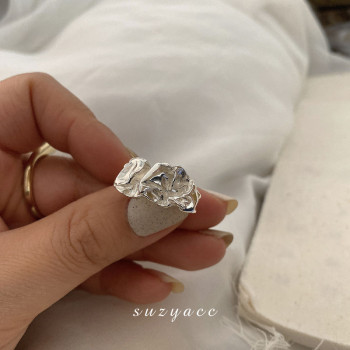 New pleated personalized ring for women, retro fashion, irregular concave and convex opening ring, index finger ring