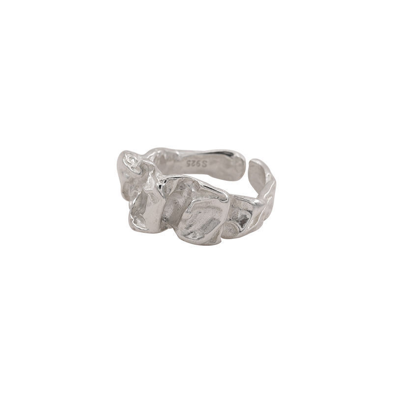 New pleated personalized ring for women, retro fashion, irregular concave and convex opening ring, index finger ring