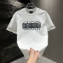 Cross-border European code hot style heavy letter embroidery summer trend pure cotton short-sleeved T-shirt men's round neck Korean version slim