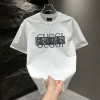 Cross-border European code hot style heavy letter embroidery summer trend pure cotton short-sleeved T-shirt men's round neck Korean version slim