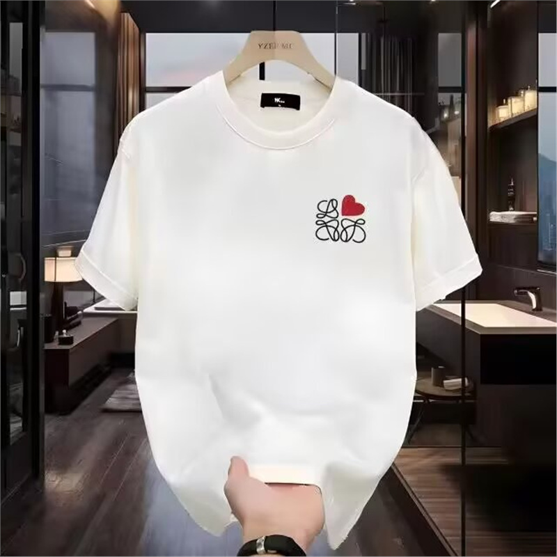 Popular European style, Luojia simple printed logo, round neck, loose short sleeves, same style for men and women, European products, casual, fashionable and simple