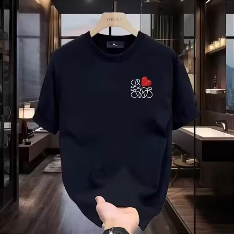 Popular European style, Luojia simple printed logo, round neck, loose short sleeves, same style for men and women, European products, casual, fashionable and simple