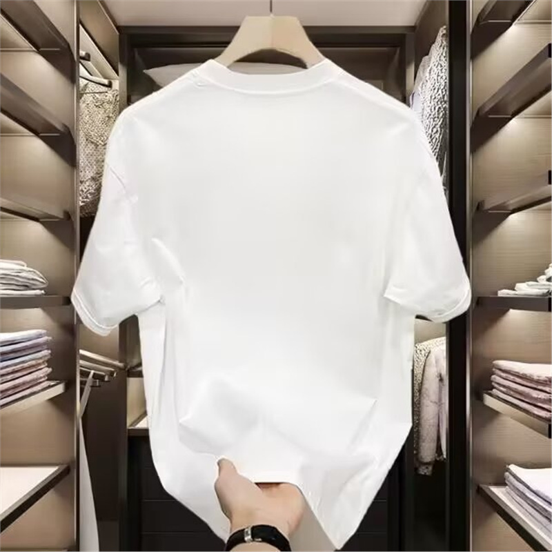 Popular European style, Luojia simple printed logo, round neck, loose short sleeves, same style for men and women, European products, casual, fashionable and simple