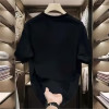 Popular European style, Luojia simple printed logo, round neck, loose short sleeves, same style for men and women, European products, casual, fashionable and simple