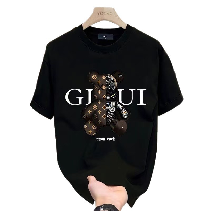 European code popular cross-border heavyweight 230g new summer cotton men's short-sleeved T-shirt trendy loose clothes trendy brand leisure