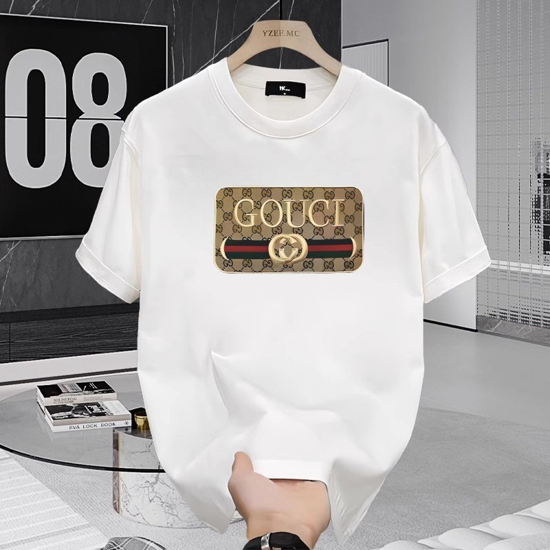 European code popular cross-border heavyweight 230g new summer cotton men's short-sleeved T-shirt trendy loose clothes trendy brand leisure