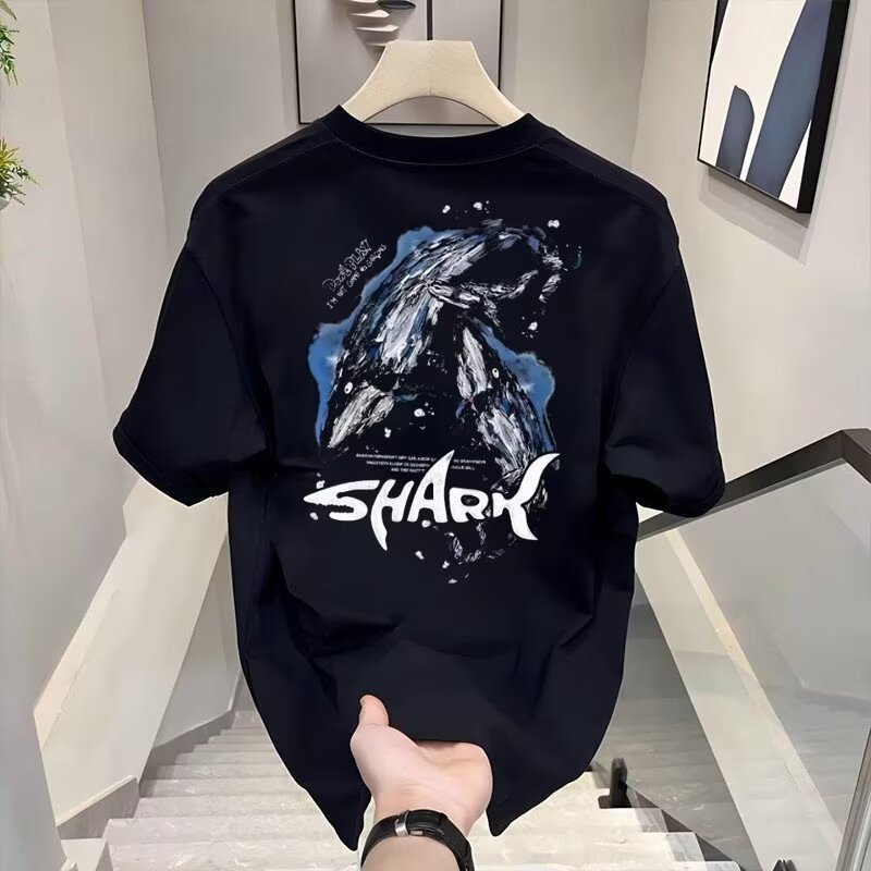 European code cross-border 2026 new blockbuster trendy brand printed men's short-sleeved T-shirt summer hot style trendy casual round neck