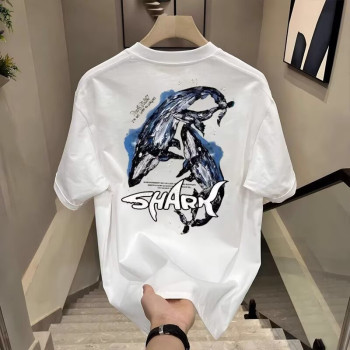 European code cross-border 2026 new blockbuster trendy brand printed men's short-sleeved T-shirt summer hot style trendy casual round neck