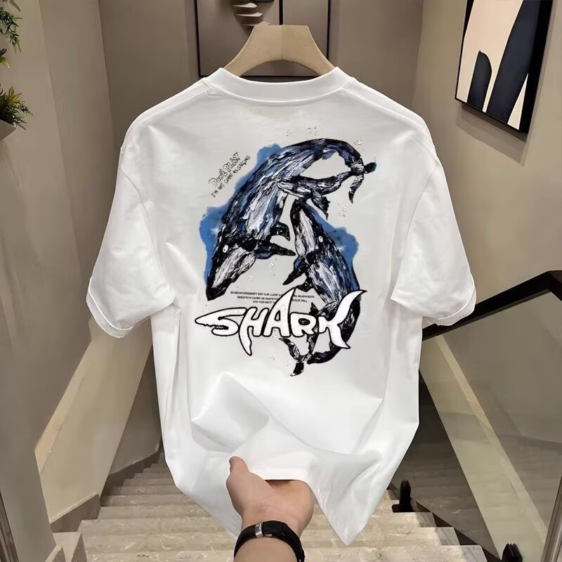 European code cross-border 2026 new blockbuster trendy brand printed men's short-sleeved T-shirt summer hot style trendy casual round neck