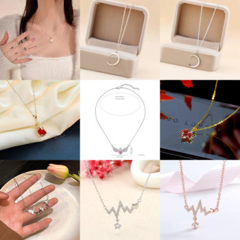 Korean style fashion geometric necklace for women ins cold style splicing clavicle chain sweater chain