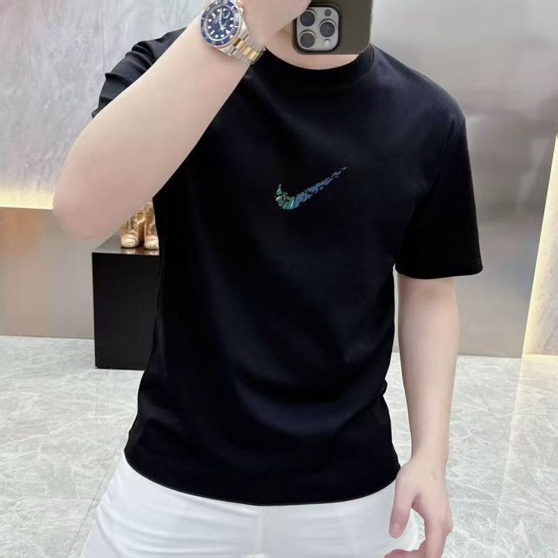 European code cross-border heavyweight 200g men's cotton short-sleeved T-shirt new summer trendy brand round neck half-sleeved versatile and loose
