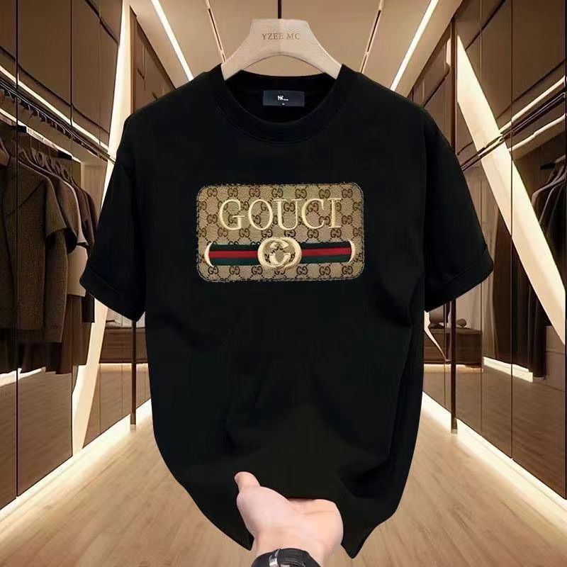 Source heavyweight pure cotton trendy brand printed men's short-sleeved T-shirt summer hot trend handsome loose T-shirt