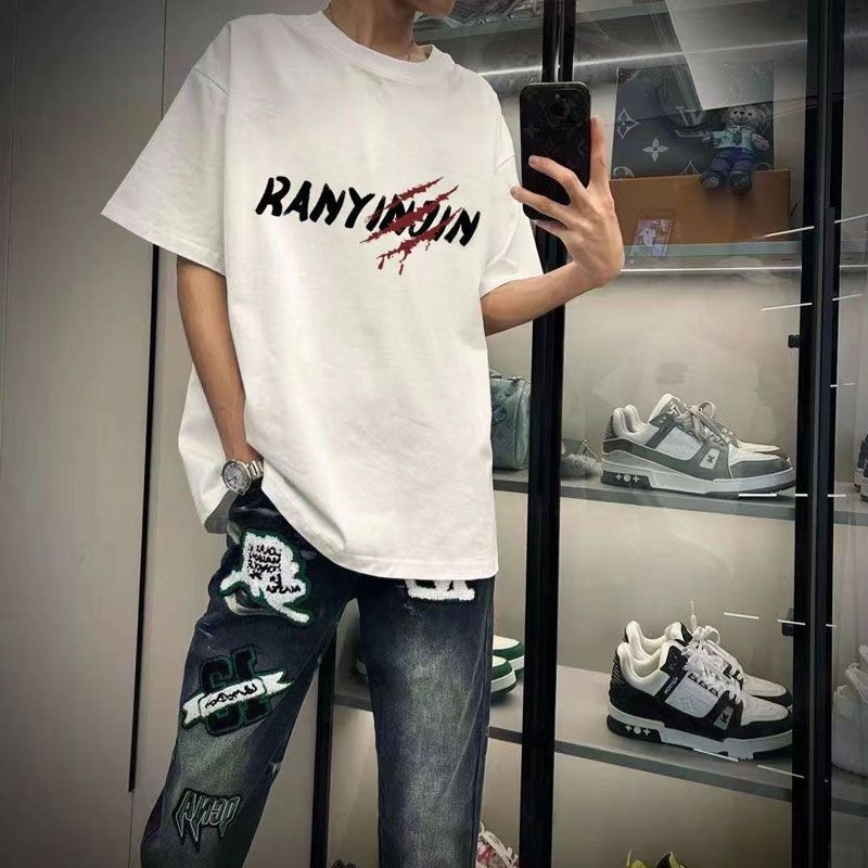 European cotton T260g heavy cotton oversize short-sleeved T-shirt men's summer 2026 new loose couple half
