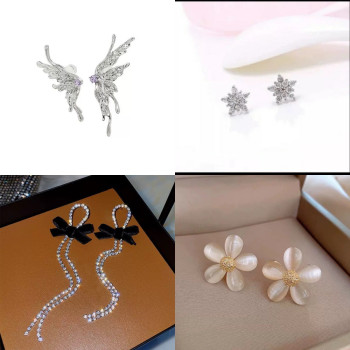 New long bow tassel earrings high-end retro slim earrings
