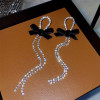 New long bow tassel earrings high-end retro slim earrings