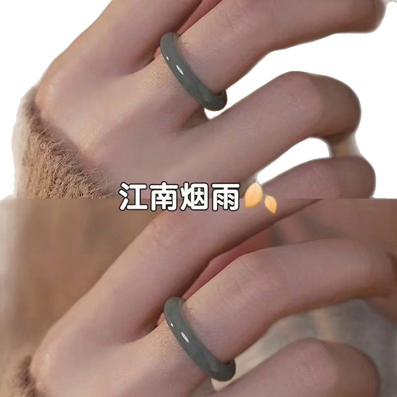 White tea Qinghuan jingle ring Chinese style versatile simple ring bestie ring index finger ring