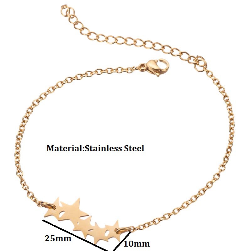 New fashionable stainless steel cut five-pointed star pendant INS simple women's adjustable bracelet hand jewelry