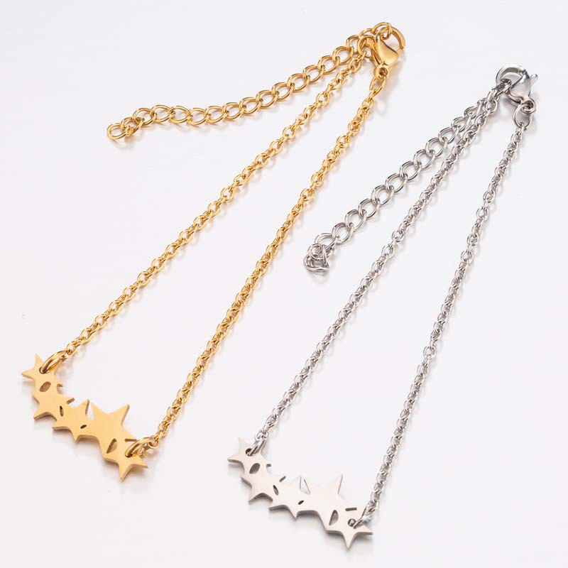 New fashionable stainless steel cut five-pointed star pendant INS simple women's adjustable bracelet hand jewelry
