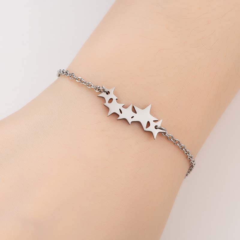 New fashionable stainless steel cut five-pointed star pendant INS simple women's adjustable bracelet hand jewelry