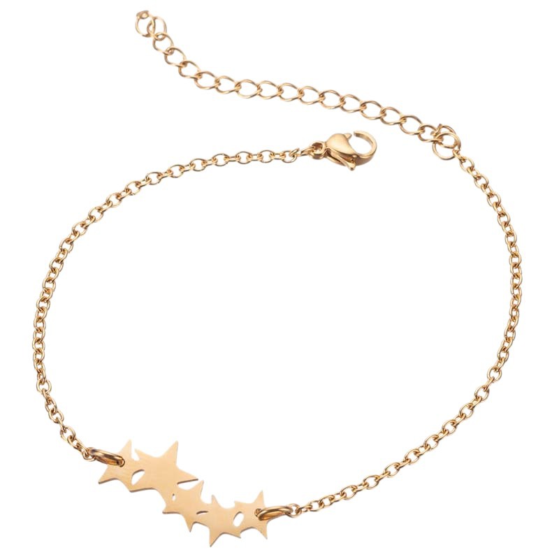 New fashionable stainless steel cut five-pointed star pendant INS simple women's adjustable bracelet hand jewelry