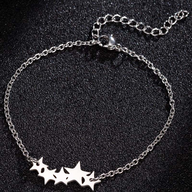 New fashionable stainless steel cut five-pointed star pendant INS simple women's adjustable bracelet hand jewelry
