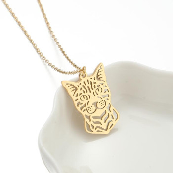Stainless steel 18K gold electroplated necklace men's and women's light luxury cute animal cat pendant necklace spot wholesale