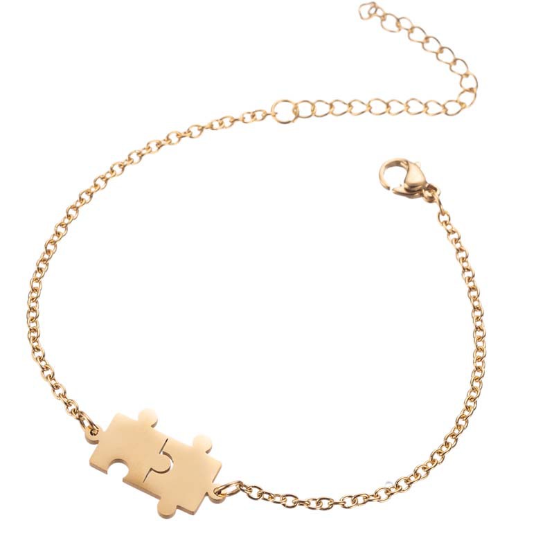 Versatile stainless steel bracelet niche design couple puzzle pendant men and women simple bracelet adjustable accessories