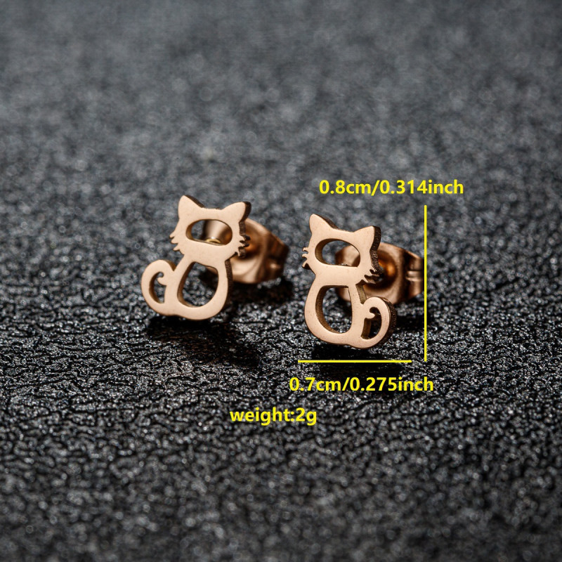 Cross-border new product stainless steel cut cute kitten rabbit hedgehog unicorn earrings sweet animal earrings