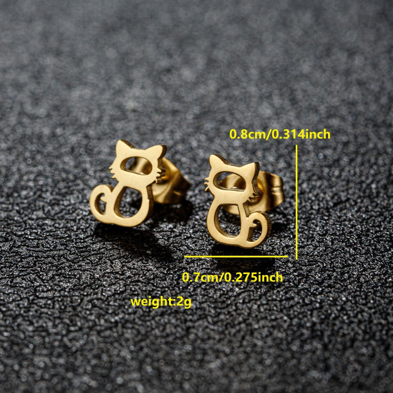 Cross-border new product stainless steel cut cute kitten rabbit hedgehog unicorn earrings sweet animal earrings