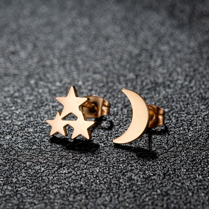 Cross-border stainless steel earrings, earrings for girls, niche tree of life, musical notes, butterfly mother holding her child, star and moon earrings