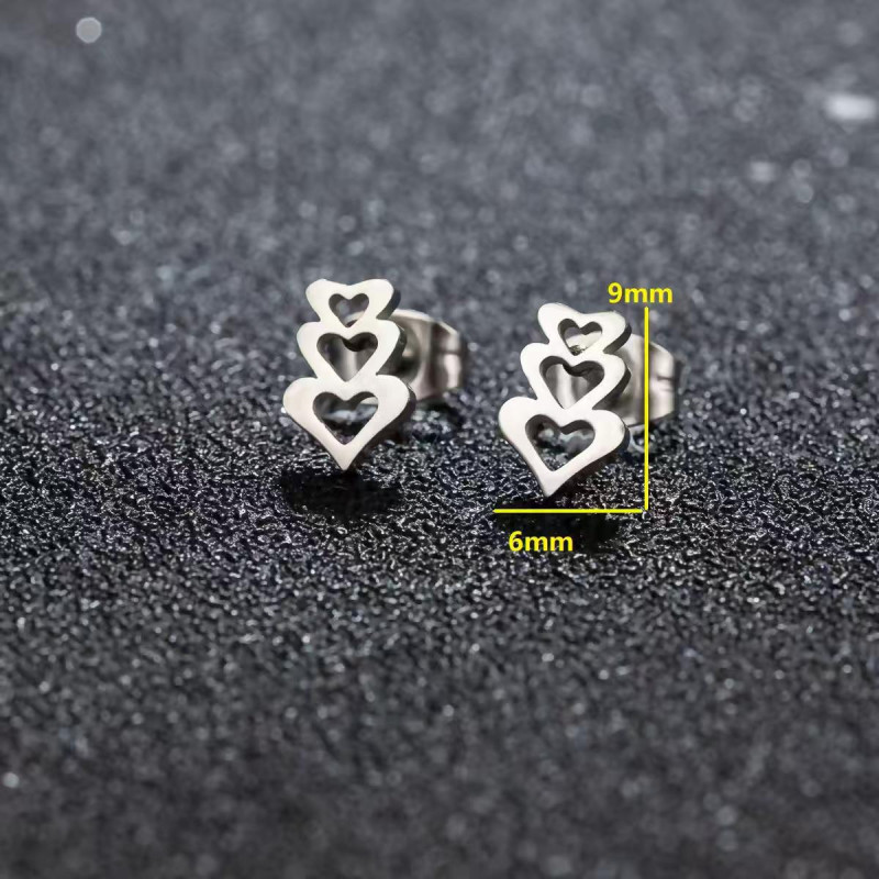European and American fashion niche design stainless steel cutting geometric simple love-shaped earrings girls mini ear bone nails