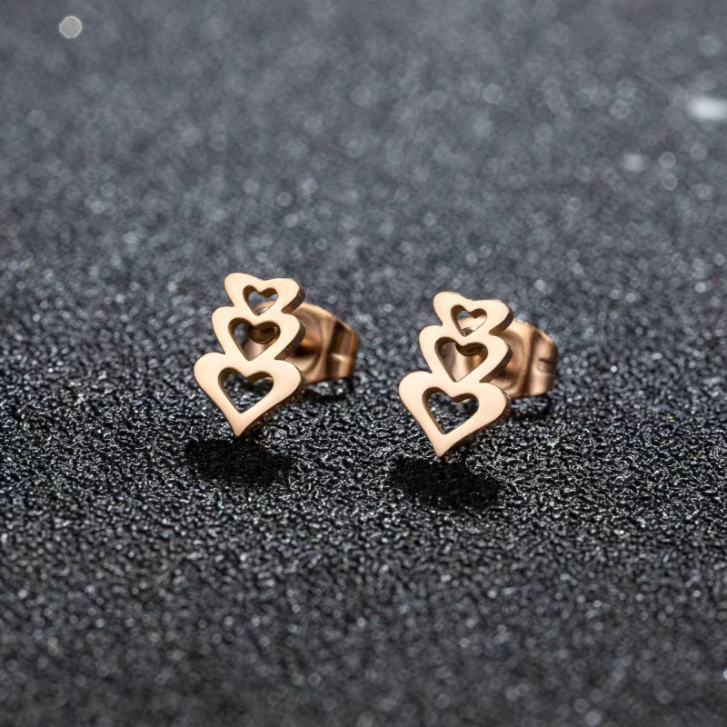 European and American fashion niche design stainless steel cutting geometric simple love-shaped earrings girls mini ear bone nails