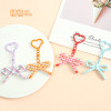 Colorful pattern bow love buckle with 8-character buckle sweet keychain bag jewelry decoration small pendant wholesale