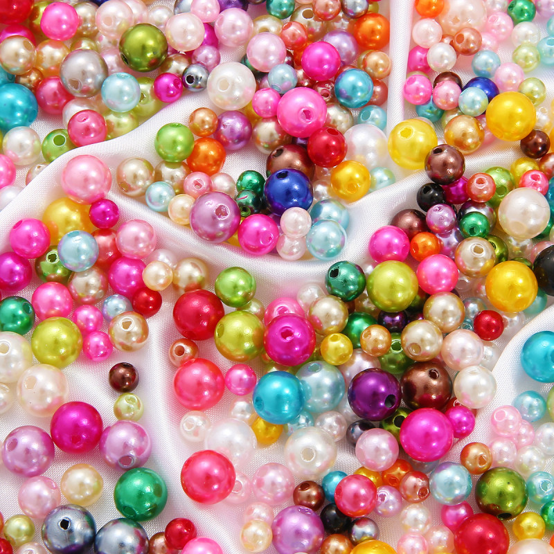 High-gloss ABS imitation pearl straight hole round beads diy handmade bracelet necklace bead material earrings jewelry loose beads with