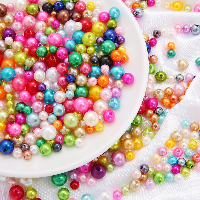 High-gloss ABS imitation pearl straight hole round beads diy handmade bracelet necklace bead material earrings jewelry loose beads with