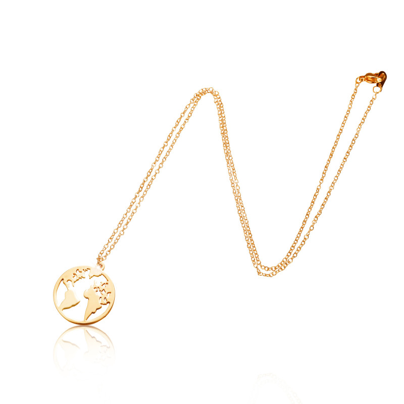 European and American simple stainless steel world map necklace pendant new couple necklace niche design jewelry accessories