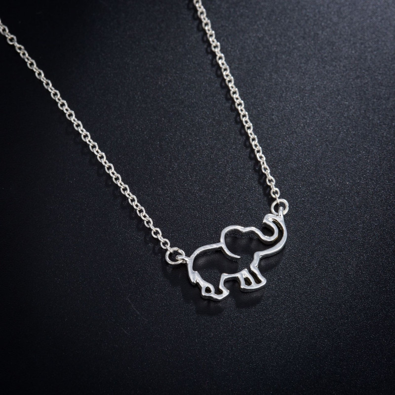 European and American fashion cross-border new animal necklace cute auspicious elephant pendant for women simple hollow clavicle chain spot wholesale