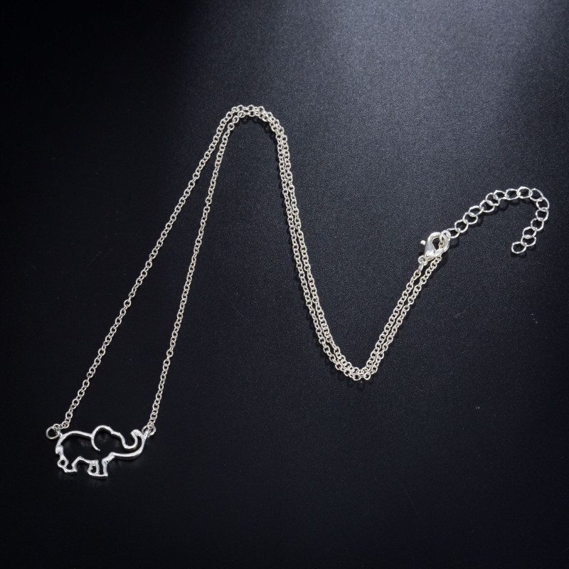 European and American fashion cross-border new animal necklace cute auspicious elephant pendant for women simple hollow clavicle chain spot wholesale