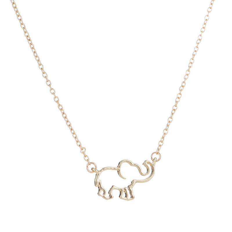 European and American fashion cross-border new animal necklace cute auspicious elephant pendant for women simple hollow clavicle chain spot wholesale