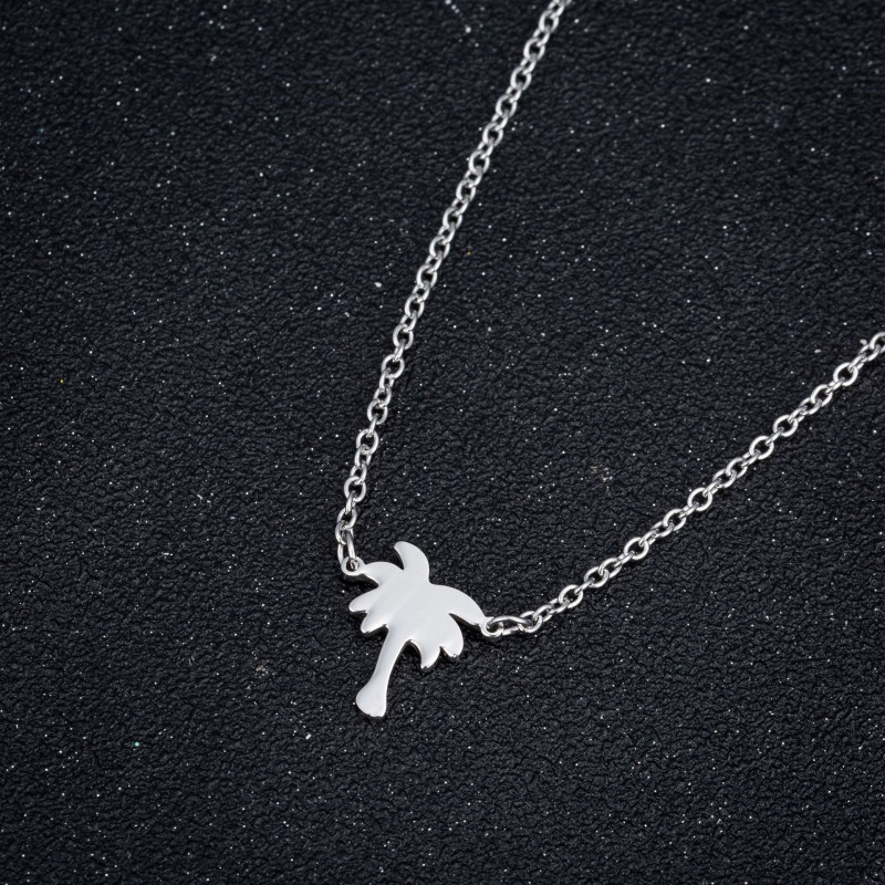 European and American coconut tree necklace stainless steel summer new style small fresh and simple coconut tree pendant clavicle chain wholesale